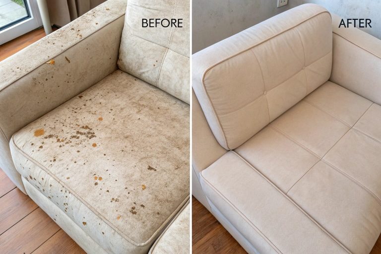 Dirty vs cleaned couch armrest