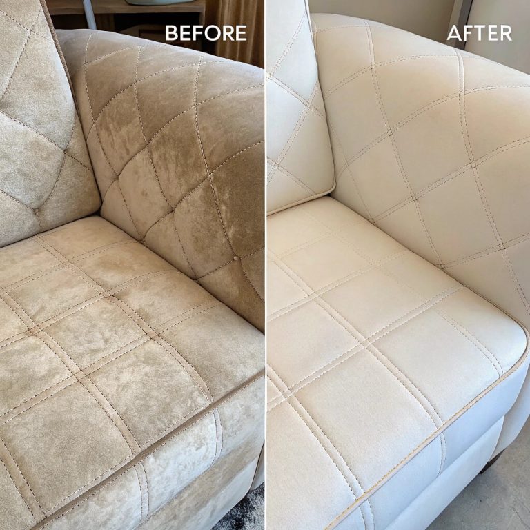 Before and after pet hair removal on fabric