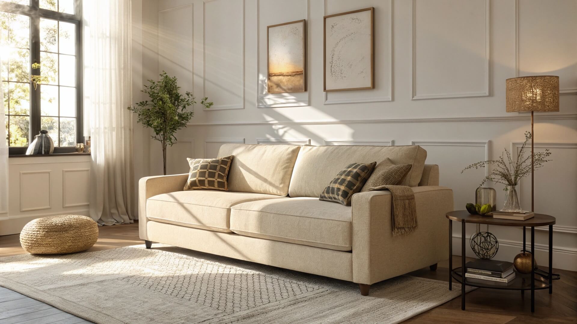 how often to clean upholstered furniture. Elegant modern living room with fabric couch