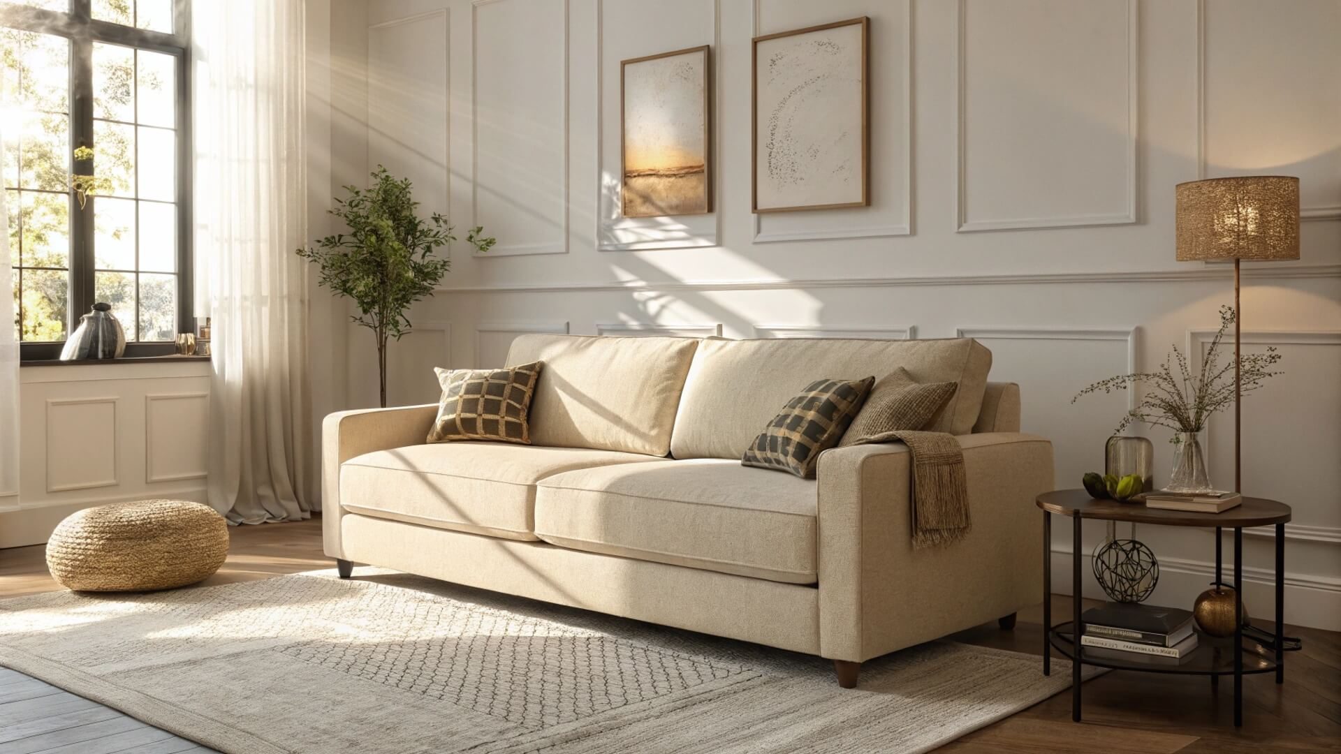 how often to clean upholstered furniture. Elegant modern living room with fabric couch
