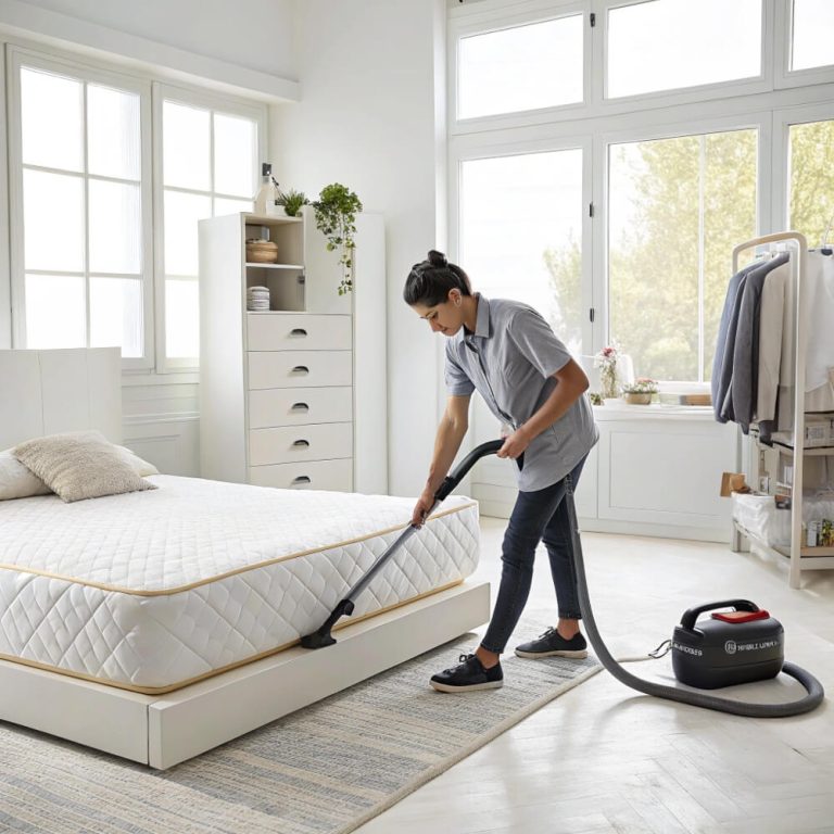 Vacuum cleaning mattress with HEPA filter to remove dust and allergens