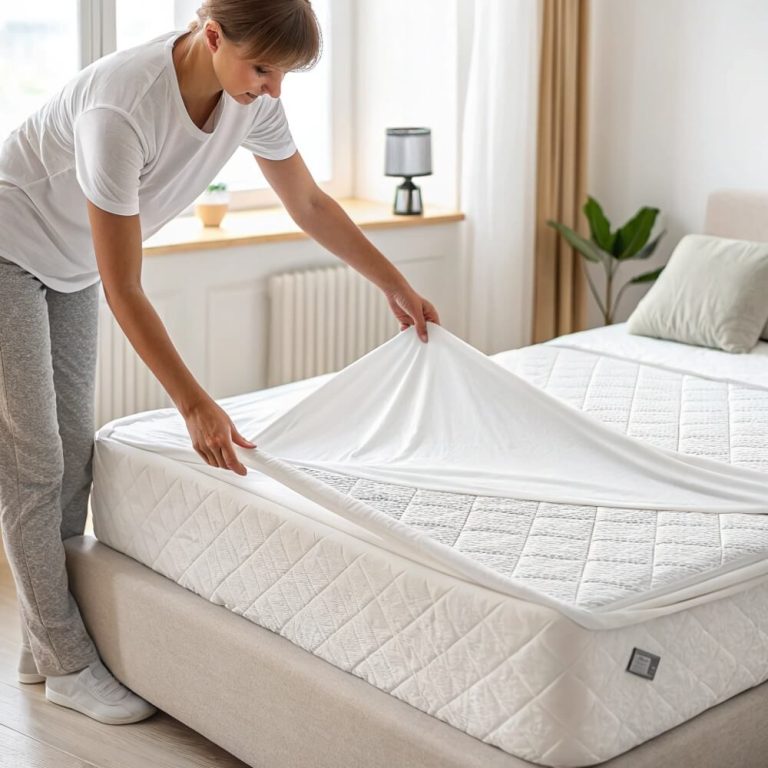 Applying mattress protector cover to prevent allergens and dust mites